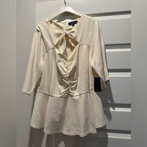 Eloquii Gathered Peplum Top with Bow